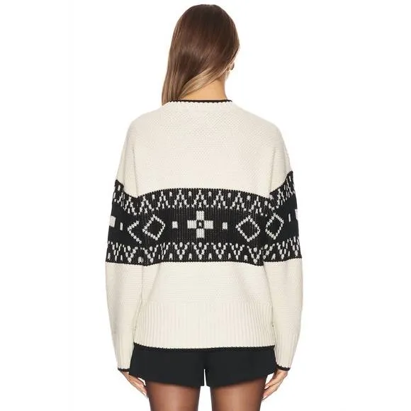 NEW PISTOLA lenni crewneck sweater in oatmeal black fairisle