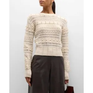NEW RAG &amp; BONE lo long-sleeve crewneck sweater in white