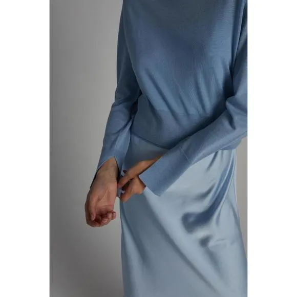 NEW SAINT ART elodie layered crewneck knit sweater in baby blue