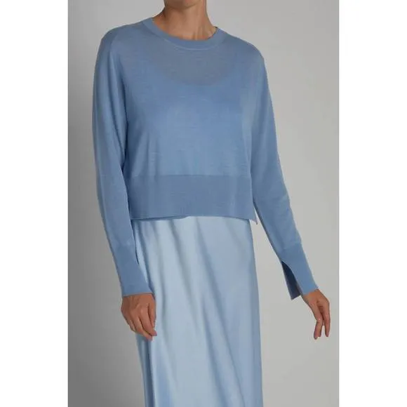 NEW SAINT ART elodie layered crewneck knit sweater in baby blue