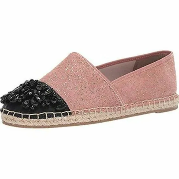 NEW! SAM EDELMAN Loretta Flat Metallic Espadrille Slip On Loafers.