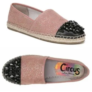 NEW! SAM EDELMAN Loretta Flat Metallic Espadrille Slip On Loafers.