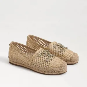 NEW SAM EDELMAN women's khiara espadrille loafer in dark natural raffia