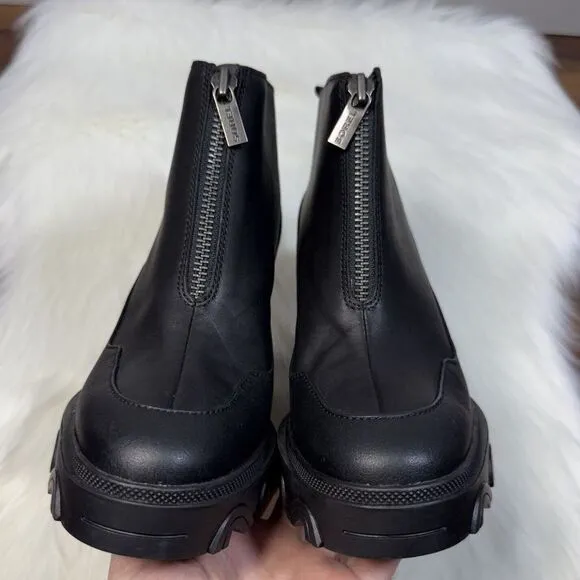 NEW Sorel Women's Size 9.5 Black Brex Bold‎ Zip Front Chunky Bootie Boots