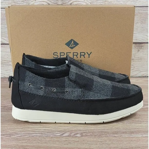 NEW Sperry Wool Buffalo Plaid Loafers Men's Size 9 Slip On Comfort‎ Moc Shoes