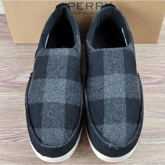 NEW Sperry Wool Buffalo Plaid Loafers Men's Size 9 Slip On Comfort‎ Moc Shoes