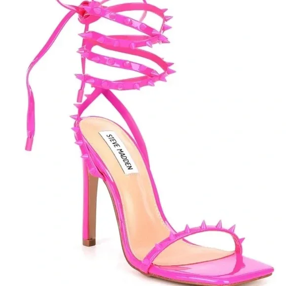 NEW Steve Madden Uplift-S Ankle Wrap Spiked Detail Dress Sandals Heels S…