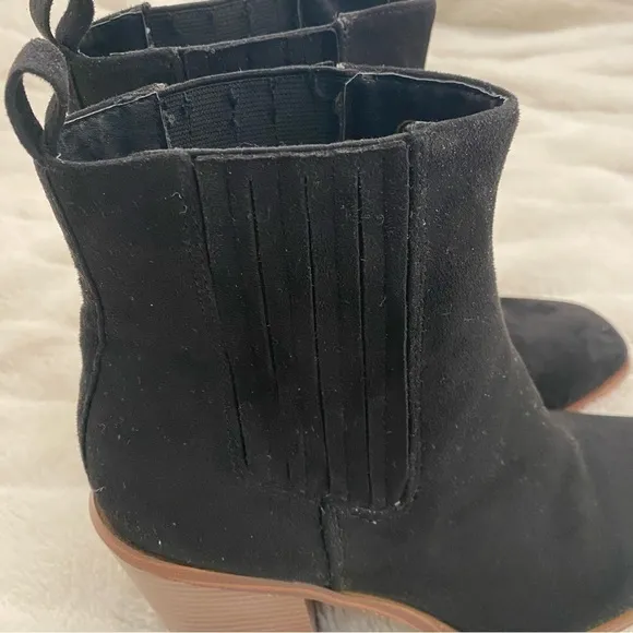 New Suede Square Toe Ankle Boots Black Size 9.5