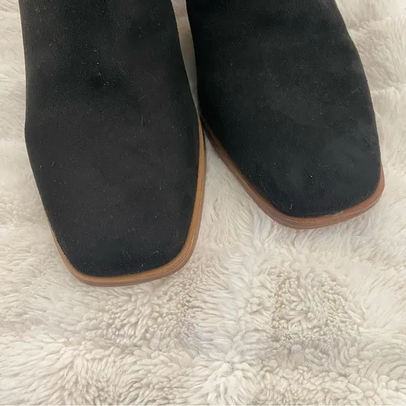 New Suede Square Toe Ankle Boots Black Size 9.5