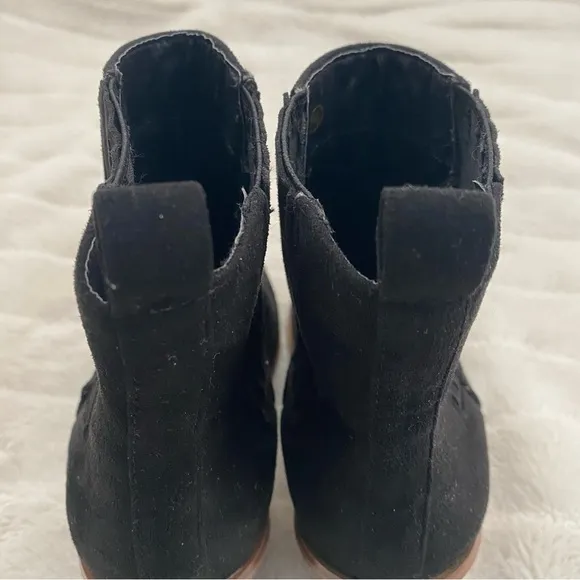 New Suede Square Toe Ankle Boots Black Size 9.5