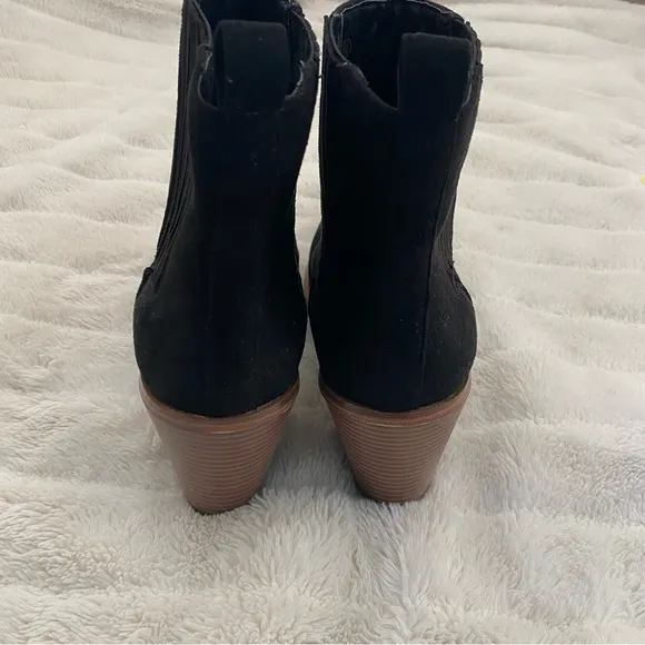 New Suede Square Toe Ankle Boots Black Size 9.5