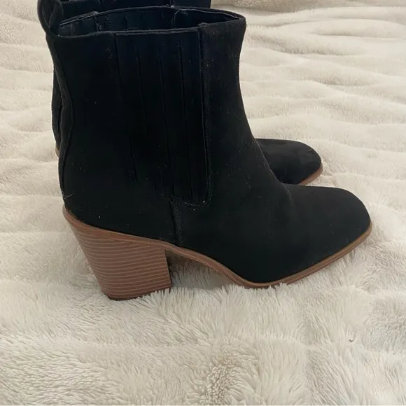 New Suede Square Toe Ankle Boots Black Size 9.5