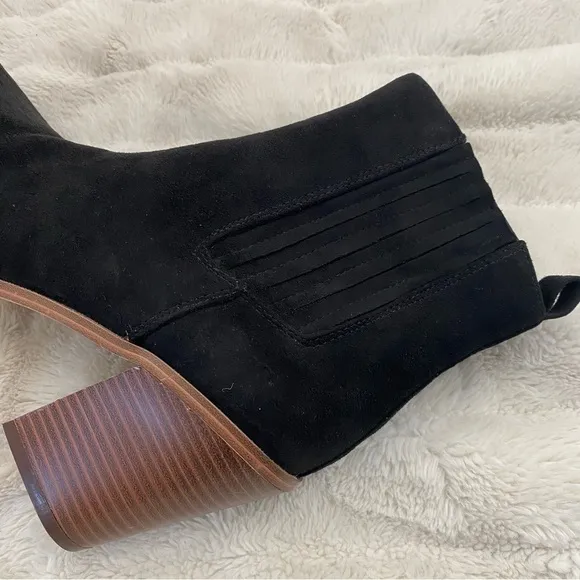 New Suede Square Toe Ankle Boots Black Size 9.5