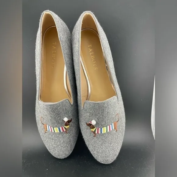 NEW TALBOTS RYAN NOVELTY LOAFERS - EMBROIDERED DACHSHUND SIZE 9.5‌‌‌‌‌‌‌‌