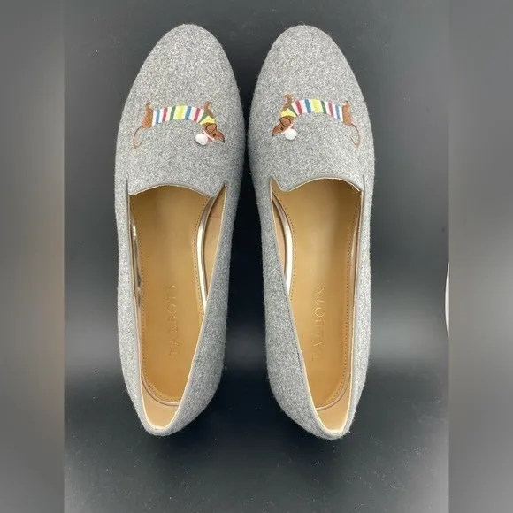 NEW TALBOTS RYAN NOVELTY LOAFERS - EMBROIDERED DACHSHUND SIZE 9.5‌‌‌‌‌‌‌‌