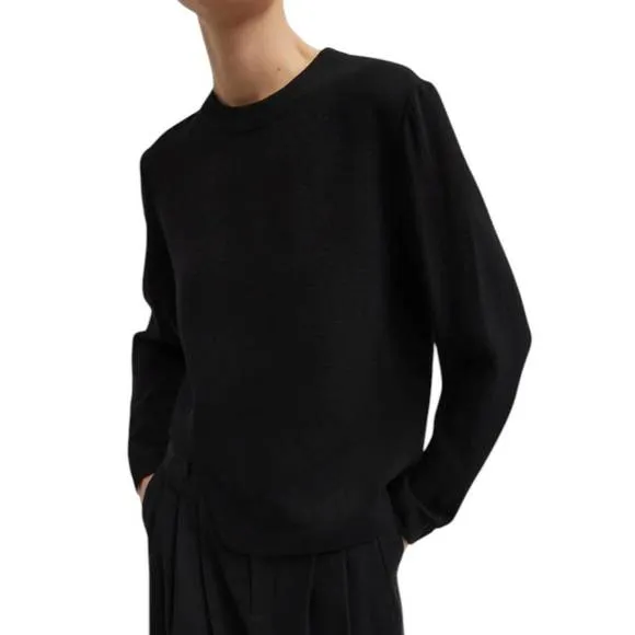 NEW TIBI melee crepe long sleeve sweater in black