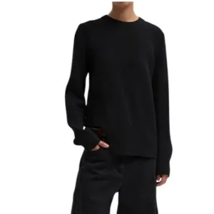 NEW TIBI melee crepe long sleeve sweater in black