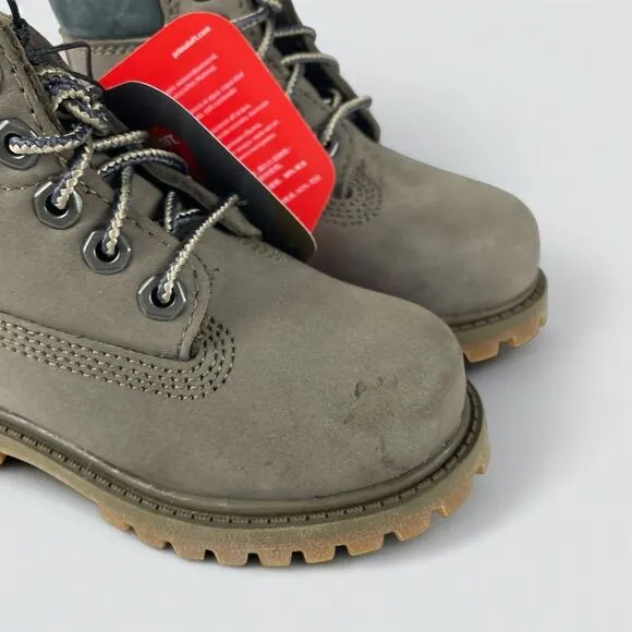 NEW Timberland Toddler Premium Waterproof Boots Gray Nubuck 6&quot; Size 7 Toddler
