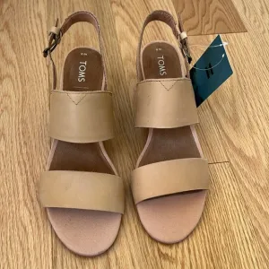 New! Toms woman’s  8, poppy honey leather sandals.