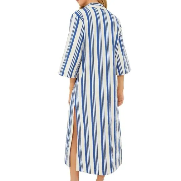 New Tuckernuck French Blue Stripe Adele Midi Dress Cotton Stripe Sz XXS 1423-C