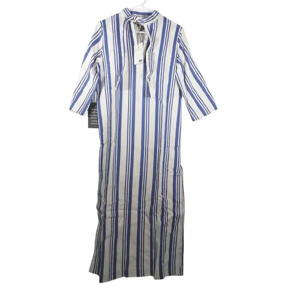 New Tuckernuck French Blue Stripe Adele Midi Dress Cotton Stripe Sz XXS 1423-C