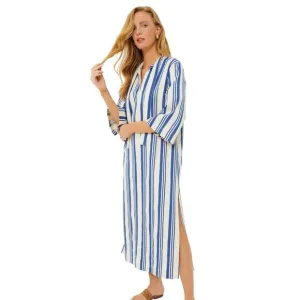 New Tuckernuck French Blue Stripe Adele Midi Dress Cotton Stripe Sz XXS 1423-C
