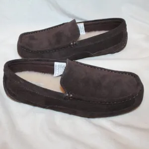 NEW UGG‎ MEN'S ALDER SUEDE SHEARLING LINED SLIPPER S LOAFERS BROWN 8