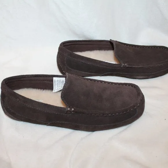 NEW UGG‎ MEN'S ALDER SUEDE SHEARLING LINED SLIPPER S LOAFERS BROWN 8
