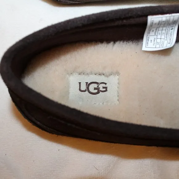 NEW UGG‎ MEN'S ALDER SUEDE SHEARLING LINED SLIPPER S LOAFERS BROWN 8