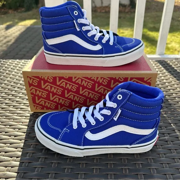 New Vans Filmore High Top Sneakers, Rare Royal Blue, Kids, Youth, Sizes 1 2 3