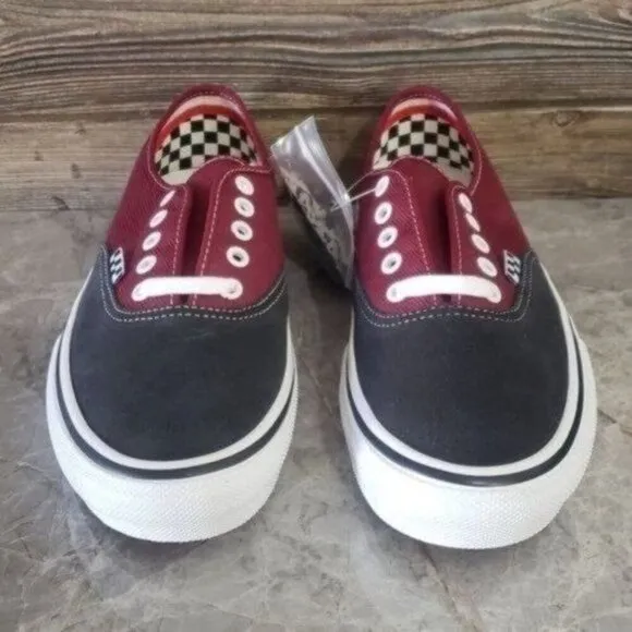 New Vans Skate Authentic Red Black Sneakers Mens 7 Casual Streetwear Colorblock
