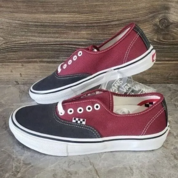 New Vans Skate Authentic Red Black Sneakers Mens 7 Casual Streetwear Colorblock