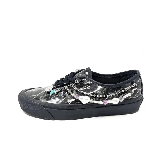 New Vans Womens 8 Rare Embellished Low Top Sneakers Black Pearl Lightning Skater