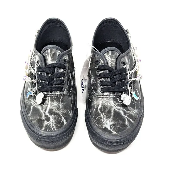 New Vans Womens 8 Rare Embellished Low Top Sneakers Black Pearl Lightning Skater