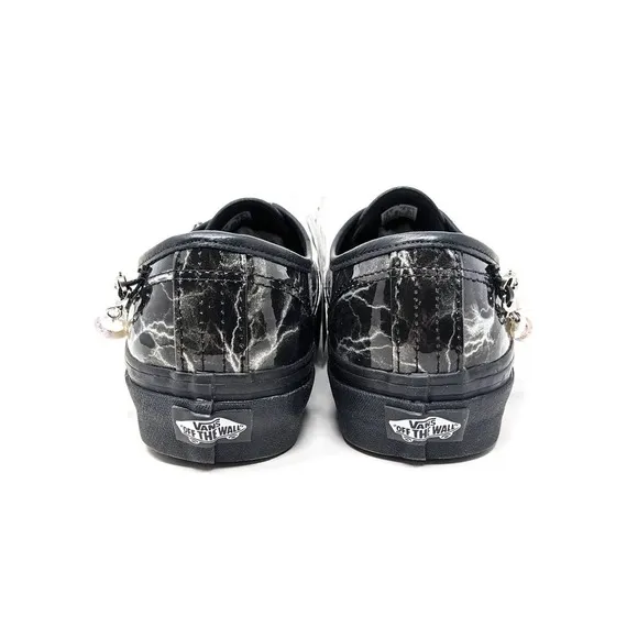 New Vans Womens 8 Rare Embellished Low Top Sneakers Black Pearl Lightning Skater