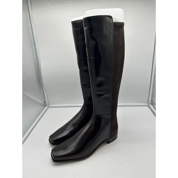 New Vince Camuto Librina Leather Tall Shaft Pointed Toe Boots‎ Brown Size 9M