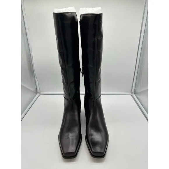 New Vince Camuto Librina Leather Tall Shaft Pointed Toe Boots‎ Brown Size 9M