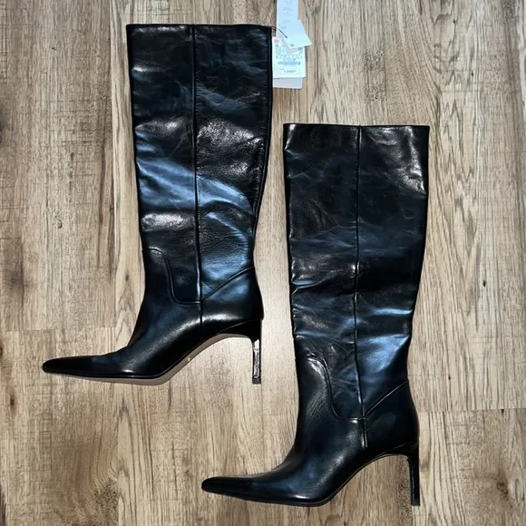 NEW! Zara Heeled Leather Knee Boots