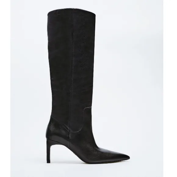 NEW! Zara Heeled Leather Knee Boots