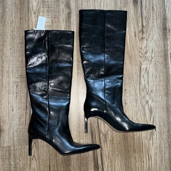 NEW! Zara Heeled Leather Knee Boots