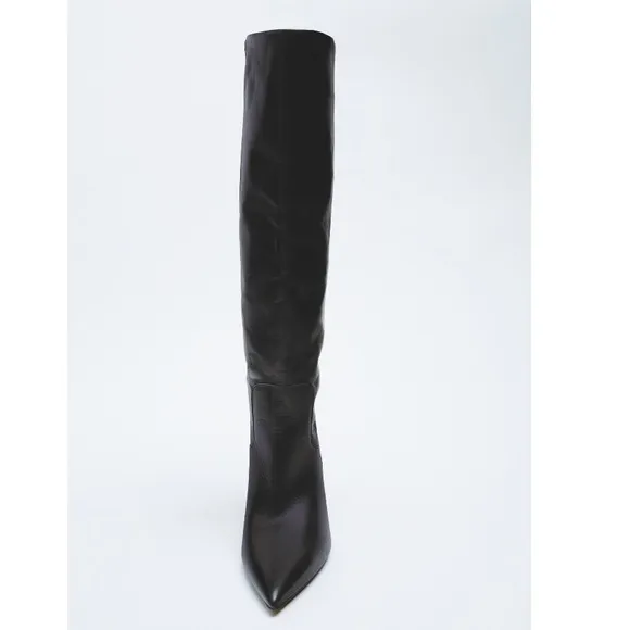 NEW! Zara Heeled Leather Knee Boots