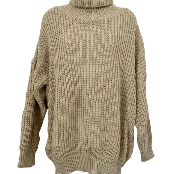 NEW PrettyLittleThing Chunky Oversized Beige Knit Sweater Size Small