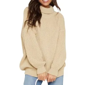 NEW PrettyLittleThing Chunky Oversized Beige Knit Sweater Size Small