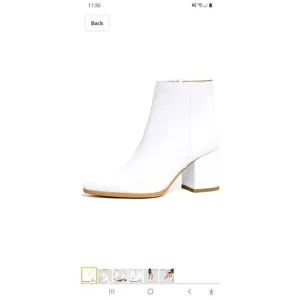 New Size 9 Idifu White PU Dress Ankle Boots Low Chunky Heel Pointed Toe Booties