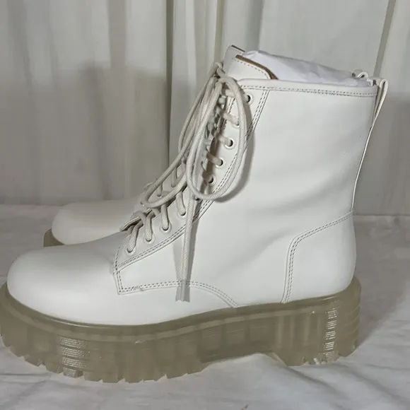 NIB Gianni Bini White/Clear Moon Walk Chunky Platform Boots, 9.5M