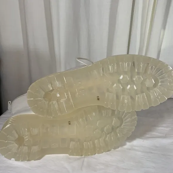 NIB Gianni Bini White/Clear Moon Walk Chunky Platform Boots, 9.5M