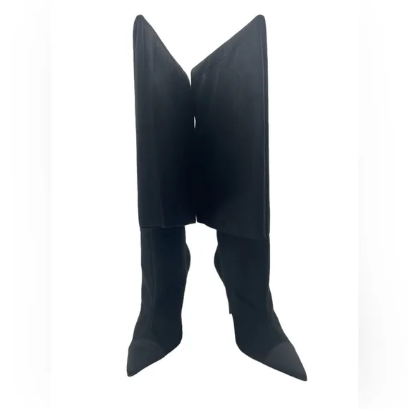NIB Good American Over the Knee Slouch pointed Toe Black Boots 6.5