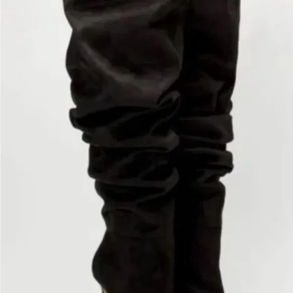 NIB Good American Over the Knee Slouch pointed Toe Black Boots 6.5