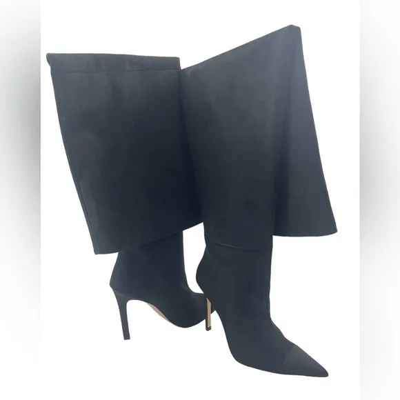 NIB Good American Over the Knee Slouch pointed Toe Black Boots 6.5