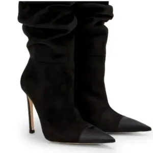 NIB Good American Over the Knee Slouch pointed Toe Black Boots 6